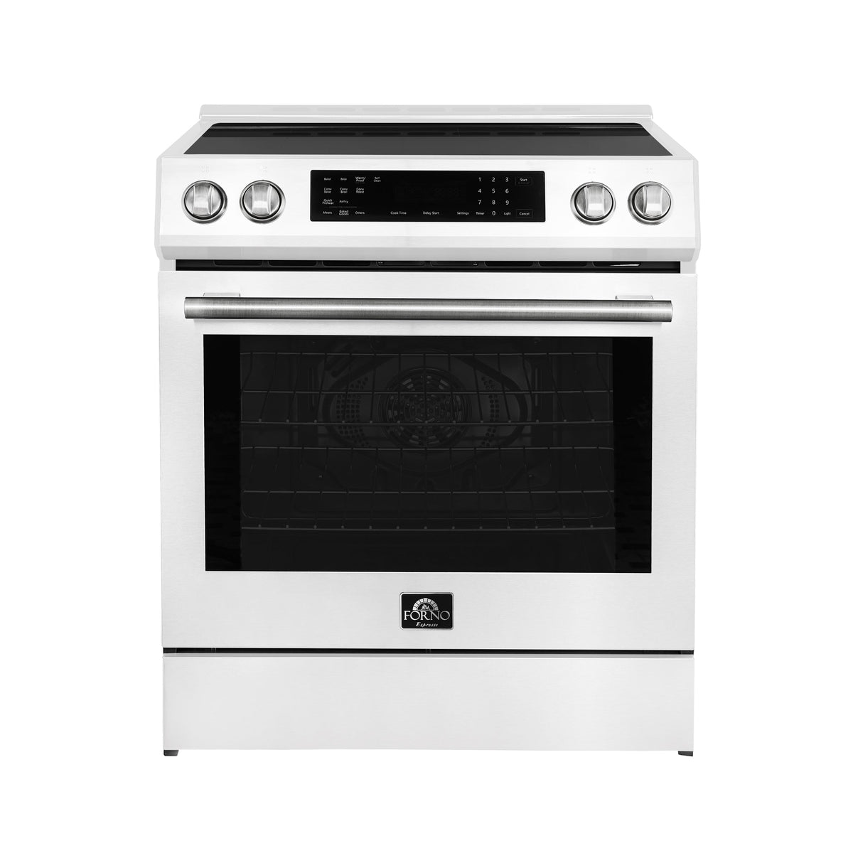 FORNO Espresso Donatello 30" 5 cu. ft. Induction Range with Air Fry and Self-Clean in White and Stainless Steel Handles, FFSIN0905-30WHT