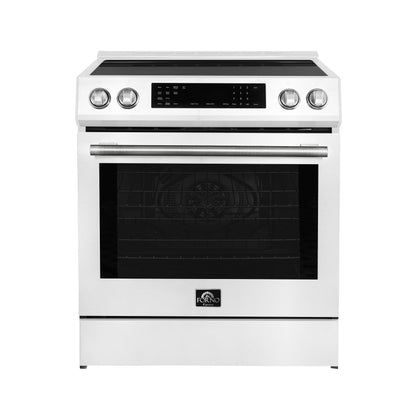 FORNO Espresso Donatello 30" 5 cu. ft. Induction Range with Air Fry and Self-Clean in White and Stainless Steel Handles, FFSIN0905-30WHT
