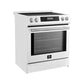 FORNO Espresso Donatello 30" 5 cu. ft. Induction Range with Air Fry and Self-Clean in White and Stainless Steel Handles, FFSIN0905-30WHT