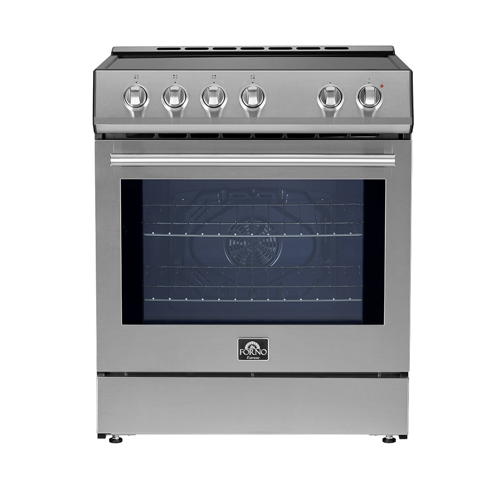 FORNO Espresso Leonardo 30" 5 cu. ft. Induction Range with Knob Control in Stainless Steel and Stainless Steel Accents, FFSIN0982-30