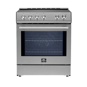 FORNO Espresso Leonardo 30" 5 cu. ft. Induction Range with Knob Control in Stainless Steel and Stainless Steel Accents, FFSIN0982-30