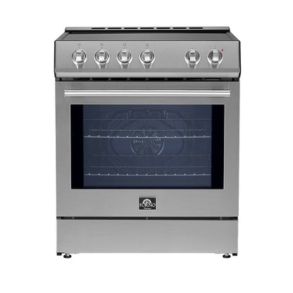 FORNO Espresso Leonardo 30" 5 cu. ft. Induction Range with Knob Control in Stainless Steel and Stainless Steel Accents, FFSIN0982-30