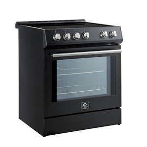 FORNO Espresso Leonardo 30" 5 cu. ft. Induction Range with Knob Control in Black and Stainless Steel Accents, FFSIN0982-30BLK