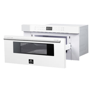 FORNO Espresso Capoliveri 30" 1.2 cu. ft. Built-In Microwave Drawer in White with Stainless Steel Handles, FMWDR3000-30WHT
