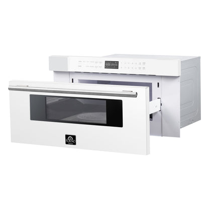 FORNO Espresso Capoliveri 30" 1.2 cu. ft. Built-In Microwave Drawer in White with Stainless Steel Handles, FMWDR3000-30WHT
