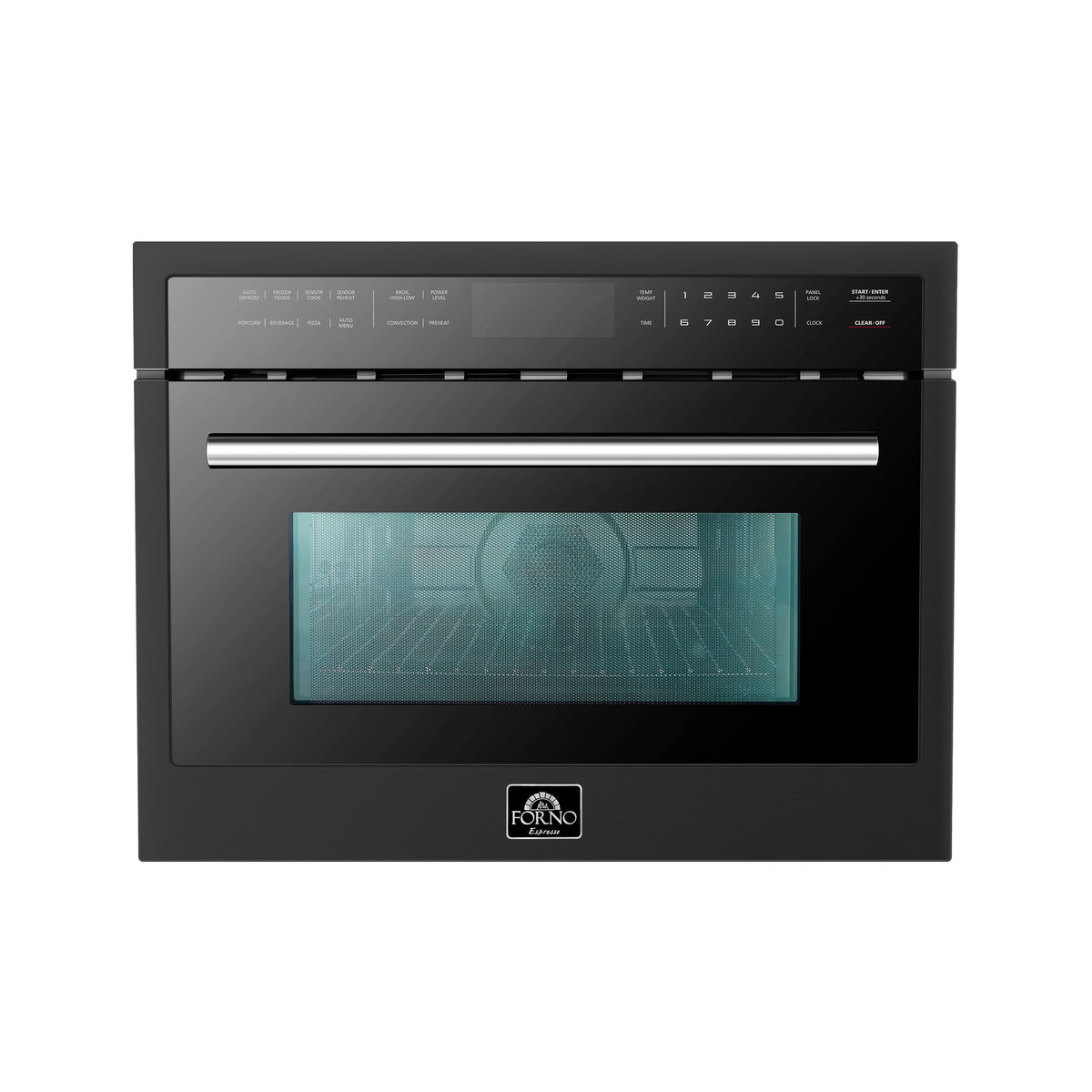 FORNO Espresso Oliena 24" 1.6 cu. ft. Built-In Microwave Oven in Black with Stainless Steel Handles, FMWDR3093-24BLK