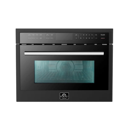 FORNO Espresso Oliena 24" 1.6 cu. ft. Built-In Microwave Oven in Black with Stainless Steel Handles, FMWDR3093-24BLK