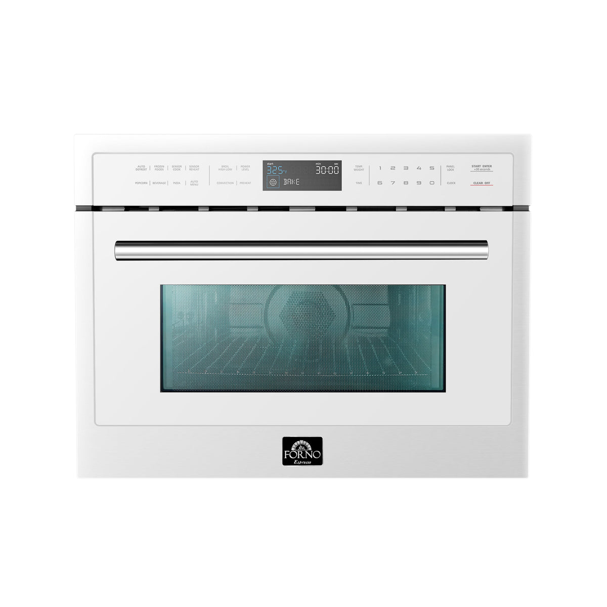 FORNO Espresso Oliena 24" 1.6 cu. ft. Built-In Microwave Oven in White with Stainless Steel Handles, FMWDR3093-24WHT