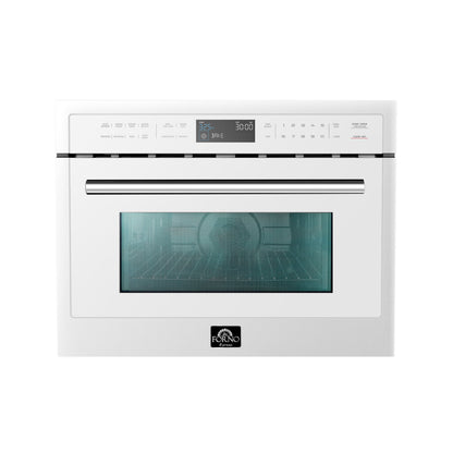 FORNO Espresso Oliena 24" 1.6 cu. ft. Built-In Microwave Oven in White with Stainless Steel Handles, FMWDR3093-24WHT