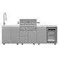 FORNO Bulnes Outdoor Kitchen - 30" BBQ, 60,000 BTU, 3 Burners with Sear & Rotisserie Infrared Burners, Stainless Steel Outdoor Kitchen with 1.8 cu.ft. Beverage Center and White Sintered Stone Countertops