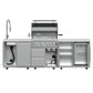 FORNO Bulnes Outdoor Kitchen - 30" BBQ, 60,000 BTU, 3 Burners with Sear & Rotisserie Infrared Burners, Stainless Steel Outdoor Kitchen with 1.8 cu.ft. Beverage Center and White Sintered Stone Countertops