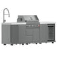 FORNO Bulnes Outdoor Kitchen - 30" BBQ, 60,000 BTU, 3 Burners with Sear & Rotisserie Infrared Burners, Stainless Steel Outdoor Kitchen with 1.8 cu.ft. Beverage Center and White Sintered Stone Countertops