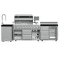 FORNO Bulnes Outdoor Kitchen - 40" BBQ, 95,000 BTU, 5 Burners, Sear & Rotisserie Infrared with Side Burner, Stainless Steel Outdoor Kitchen with 1.8 cu.ft. Beverage Center and Black Granite Countertops