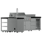 FORNO Bulnes Outdoor Kitchen - 40" BBQ, 95,000 BTU, 5 Burners, Sear & Rotisserie Infrared with Side Burner, Stainless Steel Outdoor Kitchen with 1.8 cu.ft. Beverage Center and Black Granite Countertops