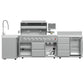 FORNO Bulnes Outdoor Kitchen - 40" BBQ, 95,000 BTU, 5 Burners, Sear & Rotisserie Infrared with Side Burner, Stainless Steel Outdoor Kitchen with 1.8 cu.ft. Beverage Center & White Sintered Stone Countertops