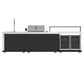 Forno Rimini Outdoor Kitchen - 30" BBQ, 62,600 BTU, 3 Burners with Sear & Rotisserie, 4.8 cu.ft. Beverage Center, Stainless Steel Double Sink, Black Cabinets & White Sintered Stone Countertops