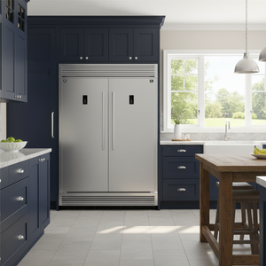 FORNO Fortezza 60" 28 cu. ft. Refrigerator/Freezer with Automatic Ice Maker and Grill Trim Kit in Stainless Steel, FFFFD1738-60SG