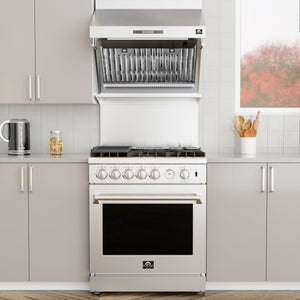 FORNO Savona 30" 600 CFM Wall Mount Range Hood with Back Splash and Baffle Filters, FRHWM5029-30