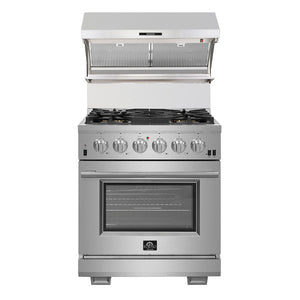 FORNO Savona 30" 600 CFM Wall Mount Range Hood with Back Splash and Hybrid Filters, FRHWM5029-30HB