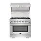 FORNO Package - 36 Inch Gas Range, Wall Mount Range Hood, Refrigerator, Microwave Drawer, Dishwasher, AP-FFSGS6244-36-8