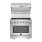 FORNO Appliance Package - 36 Inch Gas Burner/Electric Oven Pro Range, Wall Mount Range Hood, AP-FFSGS6187-36