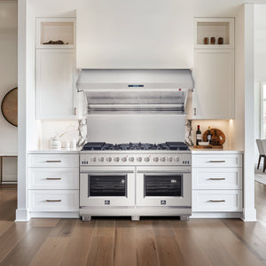 FORNO Savona 60" 1200 CFM Wall Mount Range Hood with Back Splash and Hybrid Filters, FRHWM5029-60HB