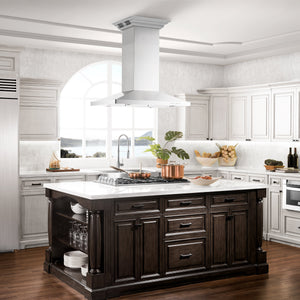 ZLINE 36" CrownSound Island Mount Range Hood in Stainless Steel with Built-in Speakers, GL2iCRN-BT-36