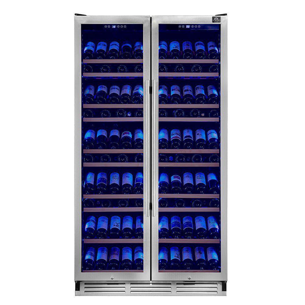 FORNO Vernazza 40" 25.07 cu.ft. 166 Bottle Dual Zone Wine Cooler in Stainless Steel, FWCDR6642-40S