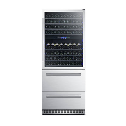 FORNO Capraia 30" 144 Bottle & 200 Can Triple Zone Wine Cooler, FWCDR6661-30S