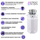 FORNO ACQUA BrightDiamond Moonstone 1 HP Ultra-Quiet Garbage Disposal with Motion Sensor Light & Pre-Wired Air Switch
