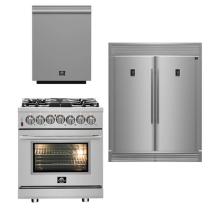 FORNO Appliance Package - 30" Dual Fuel Range, Dishwasher, 60" Refrigerator, AP-FFSGS6125-30-W-5