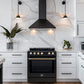 FORNO Espresso Package - 30" Induction Range and Under Cabinet Range Hood in Black with Antique Brass Accents