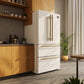 FORNO Antico Package - 48" Gas Range, 36" Refrigerator with Ice Maker, Dishwasher and 24" Microwave Drawer in White with Antique Brass Accents