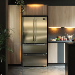 FORNO Espresso Package - 30" Induction Range, Range Hood, 36" Refrigerator with Ice Maker, Dishwasher and 24" Microwave Drawer in Stainless Steel