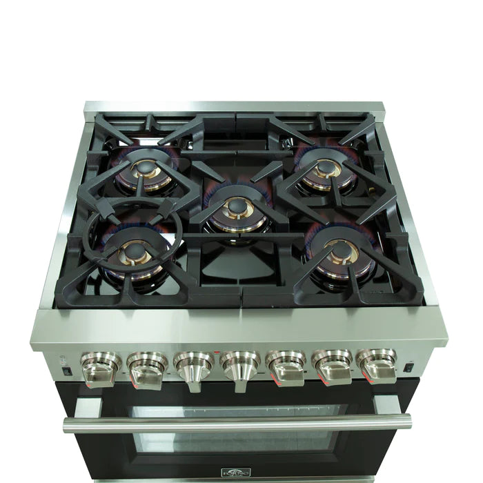 Forno Capriasca 30" Freestanding Gas Range Black Door