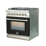 Forno Capriasca 30" Freestanding Gas Range Black Door