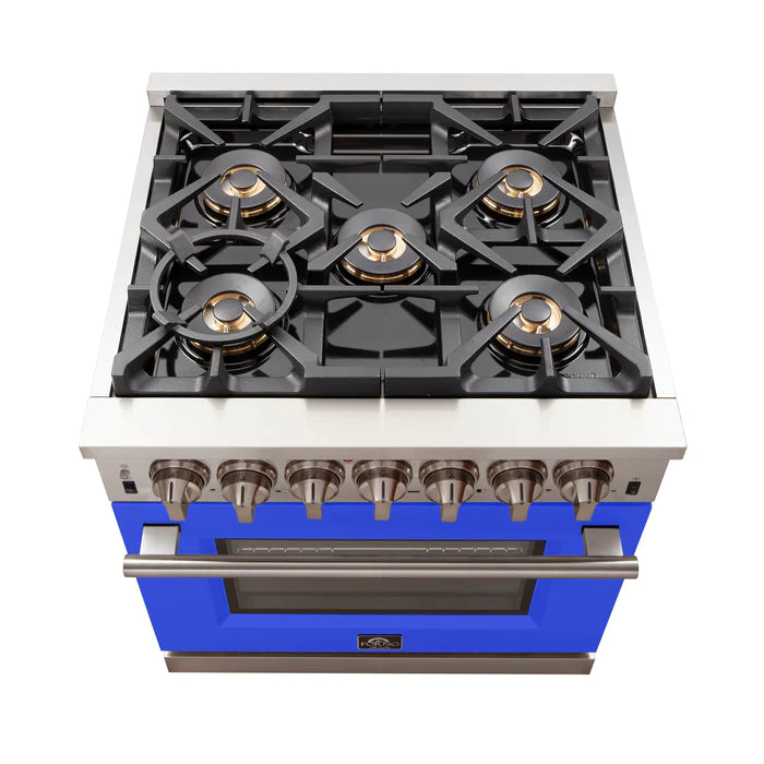 Forno Capriasca 30" Freestanding Gas Range Blue Door