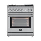 FORNO Appliance Package - 30" Gas Range, 30" Range Hood, 60" Refrigerator, Dishwasher, Microwave Drawer, AP-FFSGS6276-30-W-8