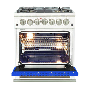 FORNO Capriasca 30" 4.32 cu. ft. Dual Fuel Range with 5 Italian Burners in Blue, FFSGS6187-30BLU
