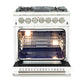 FORNO Capriasca 30" 4.32 cu. ft. Dual Fuel Range with 5 Italian Burners in White, FFSGS6187-30WHT