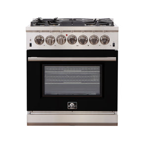 FORNO Capriasca 30″ 4.32 cu. ft. Gas Range with 5 Italian Burners in Black, FFSGS6260-30BLK