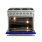 FORNO Galiano 36" 5.36 cu. ft. Gas Range with 6 Italian Burners in Blue, FFSGS6244-36BLU