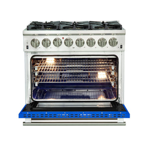 FORNO Capriasca 36" 5.36 cu. ft. Dual Fuel Range with 6 Italian Burners in Blue, FFSGS6187-36BLU