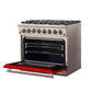 FORNO Capriasca 36" 5.36 cu. ft. Dual Fuel Range with 6 Italian Burners in Red, FFSGS6187-36RED