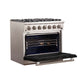 FORNO Capriasca 36" 5.36 cu. ft. Gas Range with 6 Italian Burners in Black, FFSGS6260-36BLK