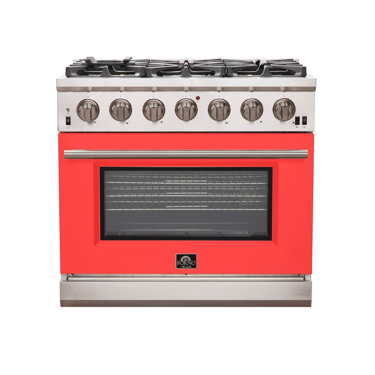 FORNO Capriasca 36" 5.36 cu. ft. Gas Range with 6 Italian Burners in Red, FFSGS6260-36RED