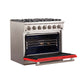 FORNO Capriasca 36" 5.36 cu. ft. Gas Range with 6 Italian Burners in Red, FFSGS6260-36RED