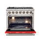 FORNO Capriasca 36" 5.36 cu. ft. Gas Range with 6 Italian Burners in Red, FFSGS6260-36RED