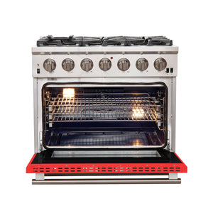 FORNO Capriasca 36" 5.36 cu. ft. Gas Range with 6 Italian Burners in Red, FFSGS6260-36RED