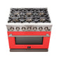FORNO Capriasca 36" 5.36 cu. ft. Gas Range with 6 Italian Burners in Red, FFSGS6260-36RED